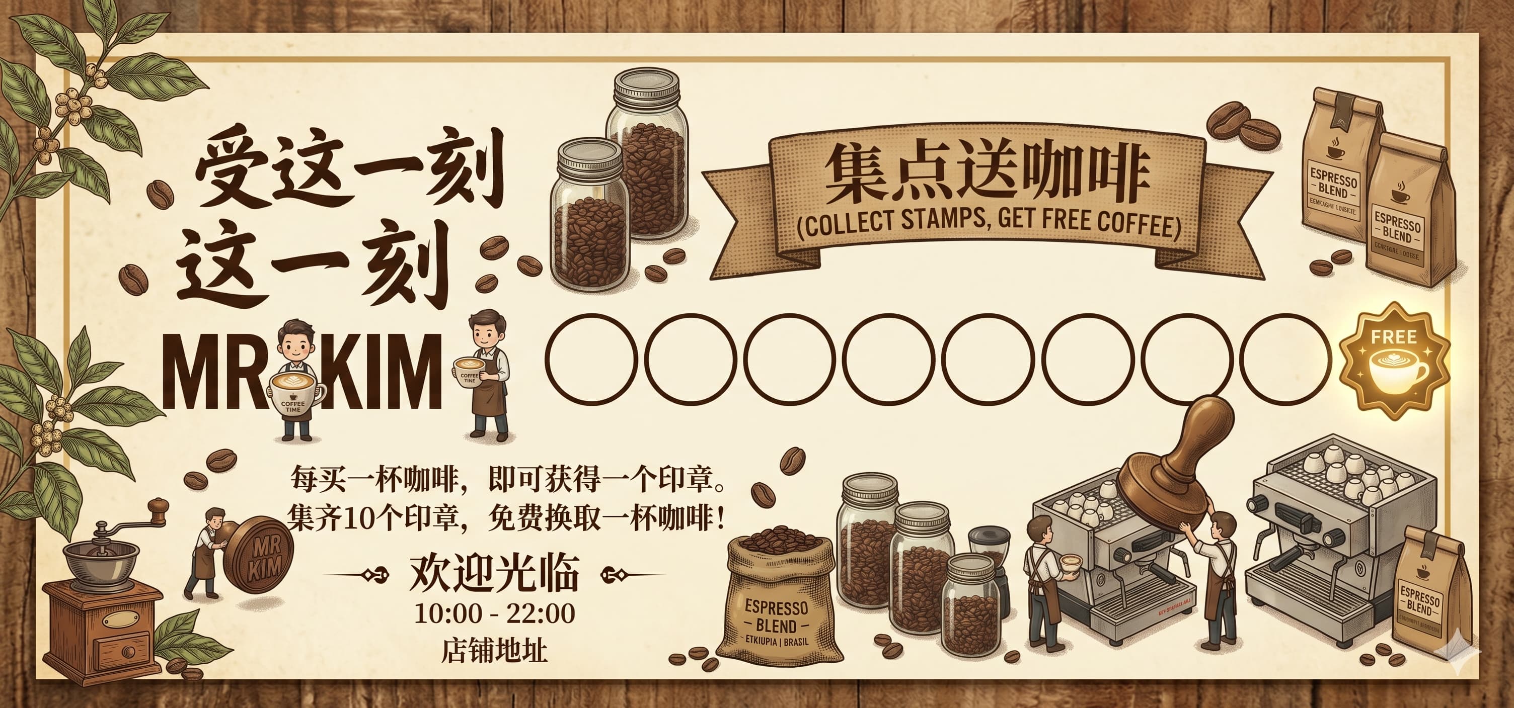 MR KIM Coffee Stamp Card (Buy 10 Free 1)